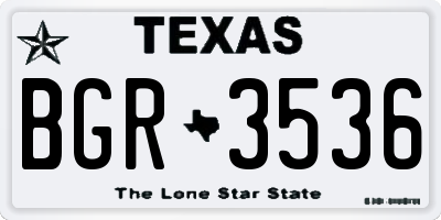 TX license plate BGR3536