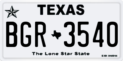 TX license plate BGR3540