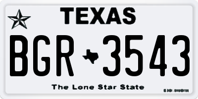 TX license plate BGR3543