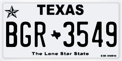 TX license plate BGR3549