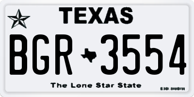 TX license plate BGR3554