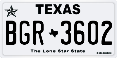 TX license plate BGR3602
