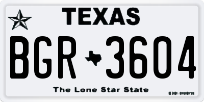 TX license plate BGR3604