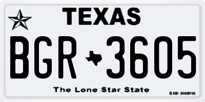 TX license plate BGR3605