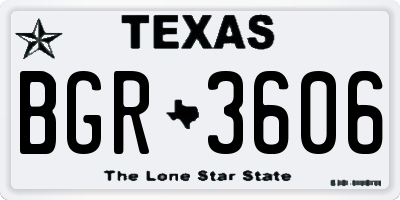 TX license plate BGR3606