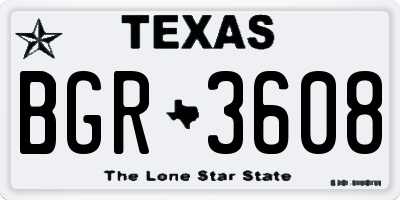 TX license plate BGR3608