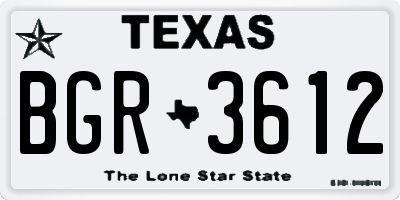 TX license plate BGR3612