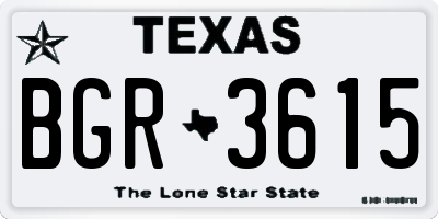 TX license plate BGR3615