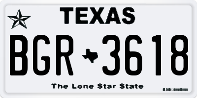 TX license plate BGR3618