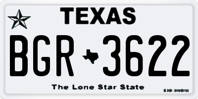 TX license plate BGR3622