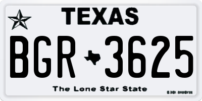 TX license plate BGR3625