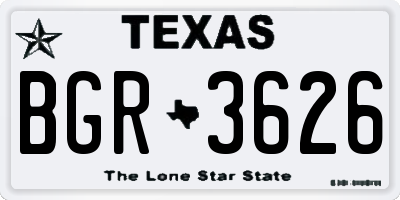 TX license plate BGR3626