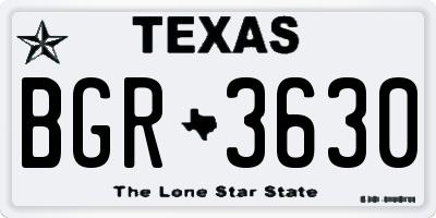 TX license plate BGR3630