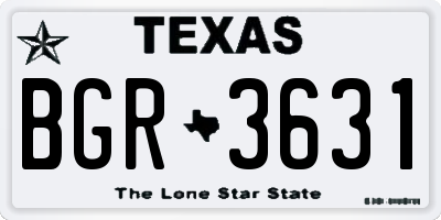 TX license plate BGR3631