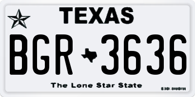 TX license plate BGR3636