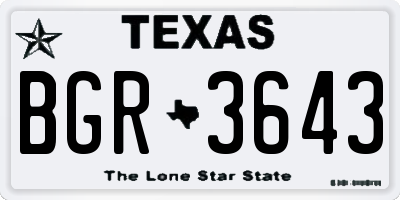 TX license plate BGR3643