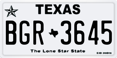 TX license plate BGR3645