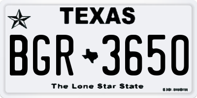 TX license plate BGR3650