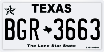 TX license plate BGR3663