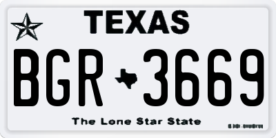 TX license plate BGR3669