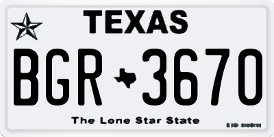 TX license plate BGR3670