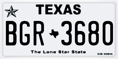 TX license plate BGR3680