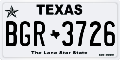 TX license plate BGR3726
