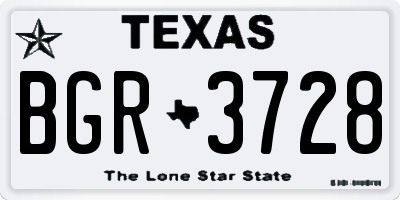 TX license plate BGR3728