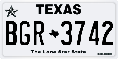 TX license plate BGR3742
