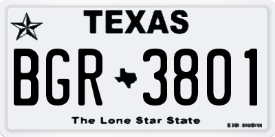 TX license plate BGR3801