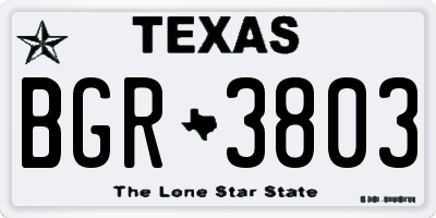 TX license plate BGR3803
