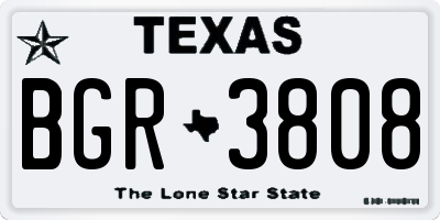 TX license plate BGR3808