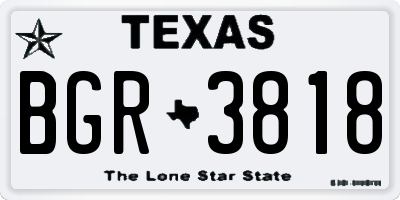 TX license plate BGR3818