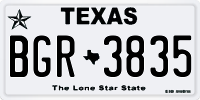 TX license plate BGR3835