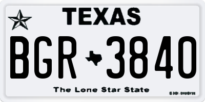 TX license plate BGR3840