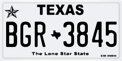TX license plate BGR3845