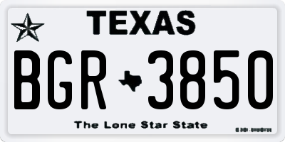 TX license plate BGR3850