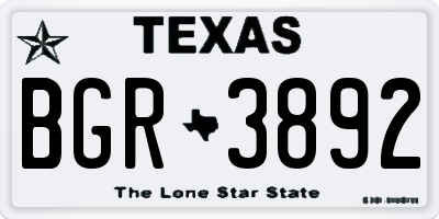 TX license plate BGR3892