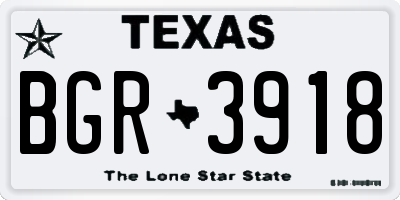 TX license plate BGR3918