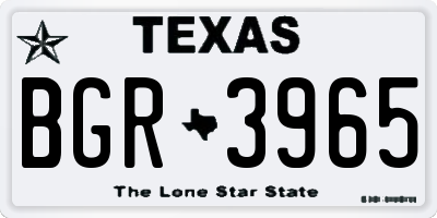 TX license plate BGR3965