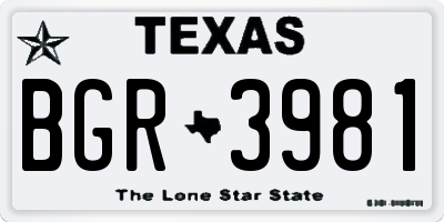 TX license plate BGR3981