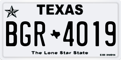 TX license plate BGR4019