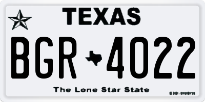 TX license plate BGR4022