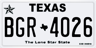 TX license plate BGR4026
