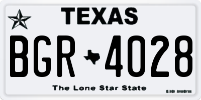 TX license plate BGR4028