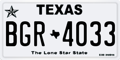 TX license plate BGR4033