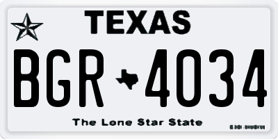 TX license plate BGR4034