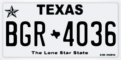 TX license plate BGR4036