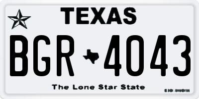 TX license plate BGR4043