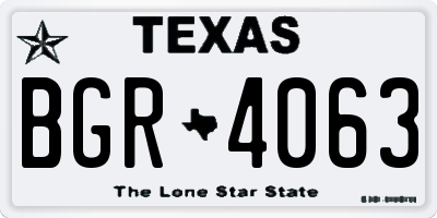 TX license plate BGR4063